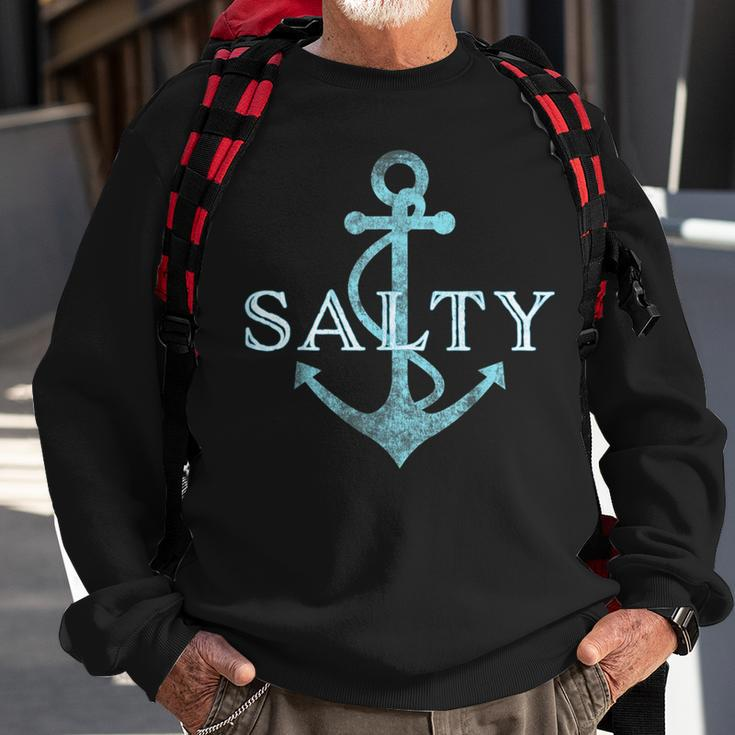 Salty Sailor Nautical Anchor Sweatshirt Gifts for Old Men