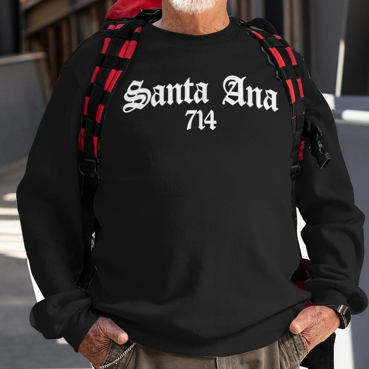 Santa Ana 714 Area Code Chicano Mexican Pride Biker Tattoo Sweatshirt Gifts for Old Men