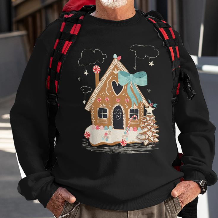 Santa Gingerbread House Christmas Holiday Season Snowflakes Sweatshirt Gifts for Old Men