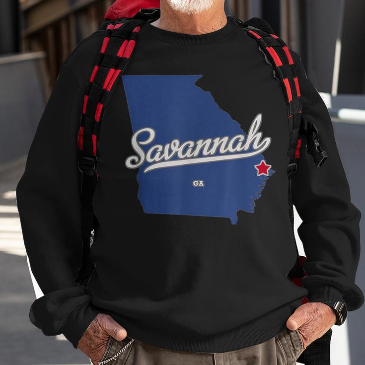Savannah Georgia Ga Map Sweatshirt Gifts for Old Men