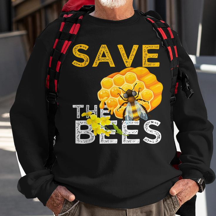 Savethe Bees Keeper Climatechange Flowers And Bees Themes Sweatshirt Gifts for Old Men