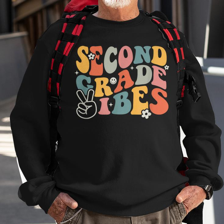Second Grade Vibes Team 2Nd Grade Groovy Back To School Sweatshirt Gifts for Old Men