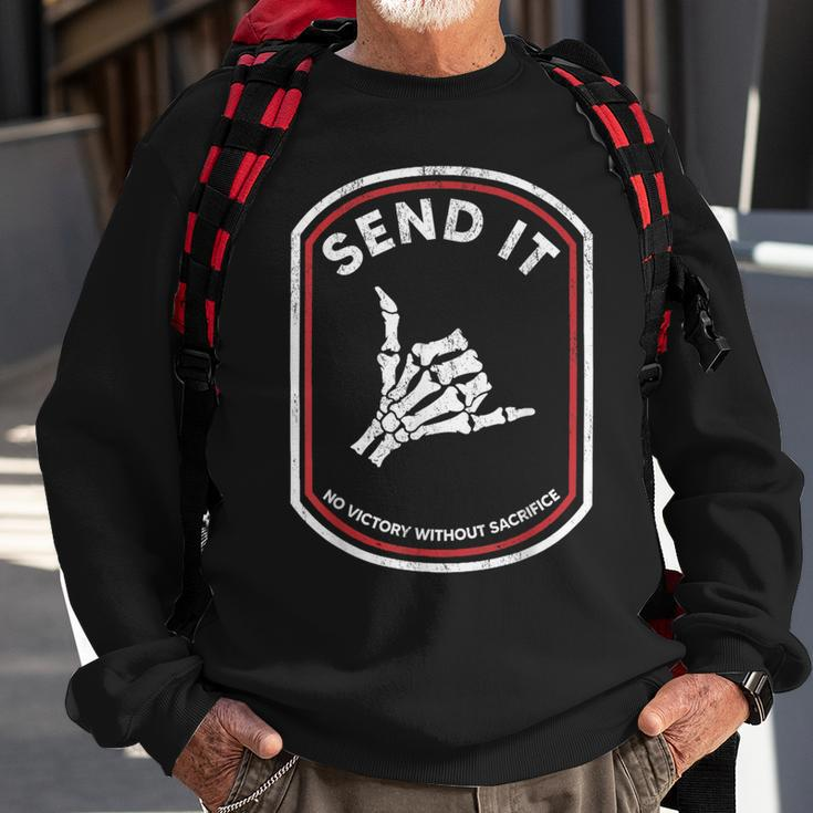 Send It No Victory Without Sacrifice Hand Bone Sweatshirt Gifts for Old Men