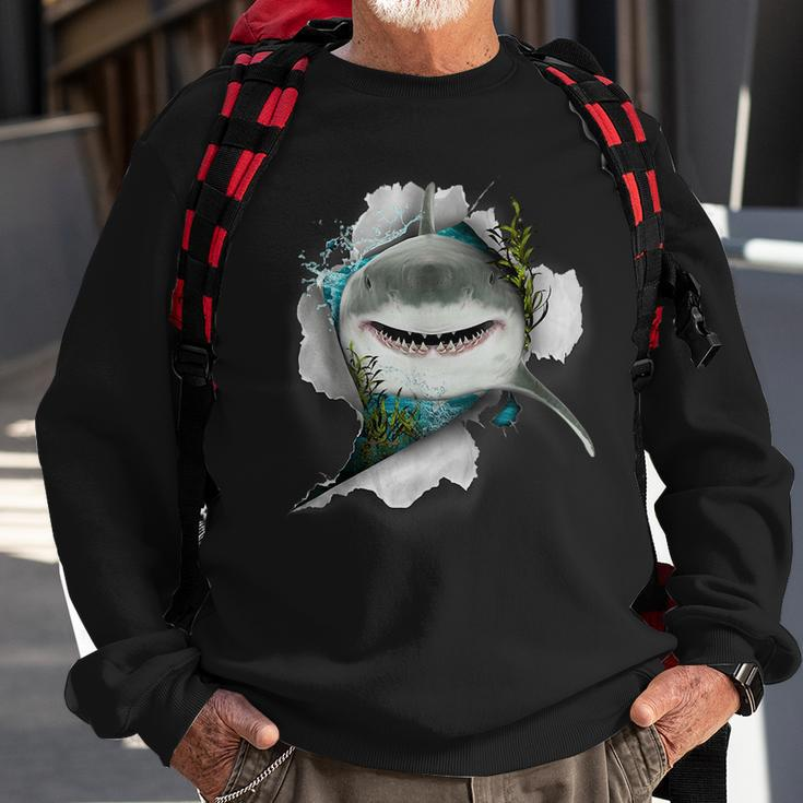 Shark Great White Shark Deep Sea Fishing Funny Shark Sweatshirt Gifts for Old Men
