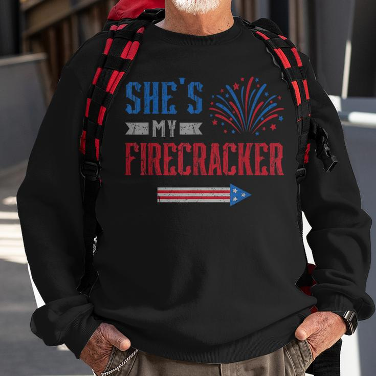 Shes My Firecracker Fireworks Usa Flag Couples 4Th Of July Usa Funny Gifts Sweatshirt Gifts for Old Men