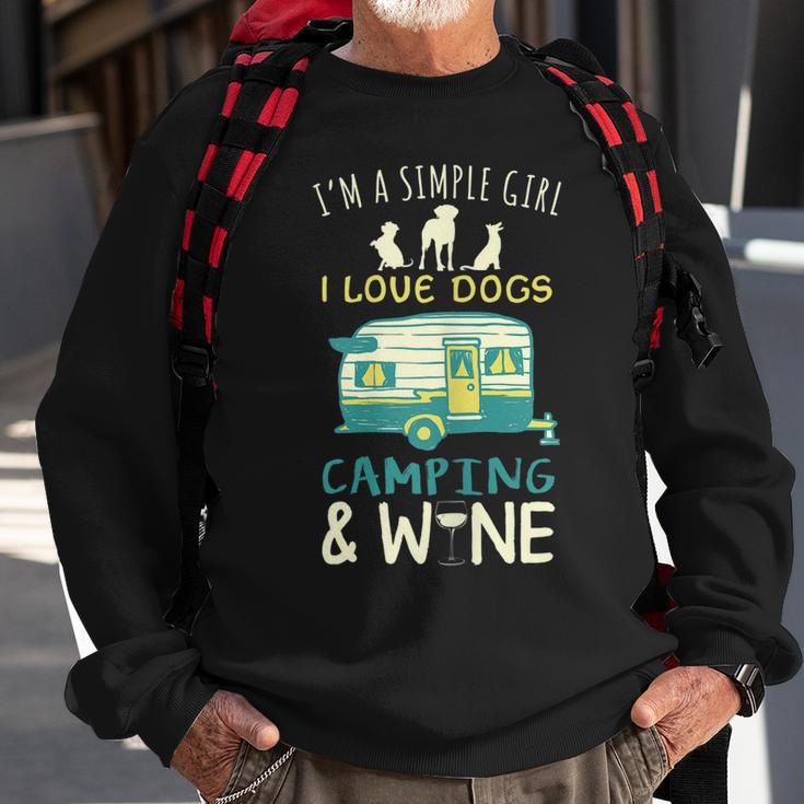 Simple Girl Dogs Camping Wine Camper Trailer Gift For Womens Sweatshirt Gifts for Old Men