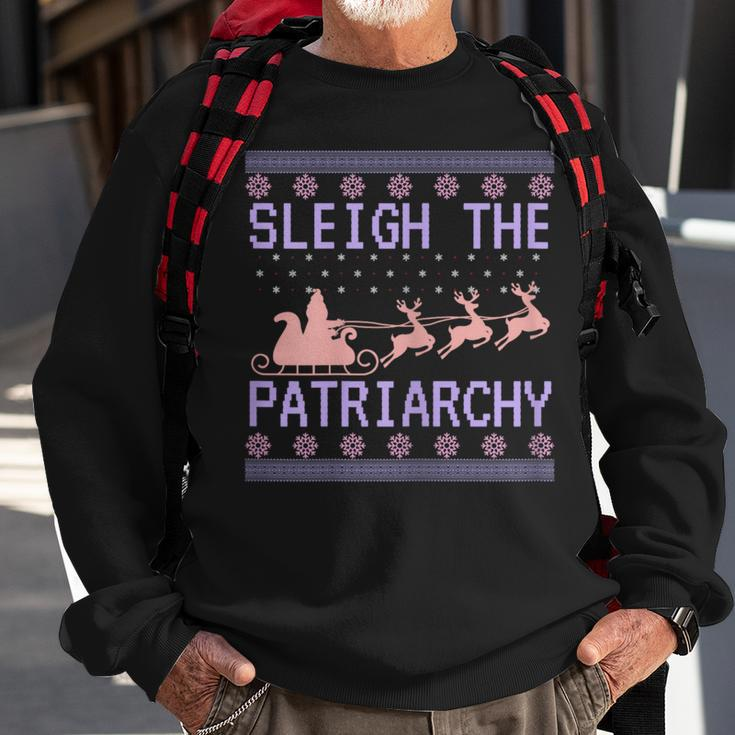 Sleigh The Patriarchy Feminist Ugly Christmas Sweater Meme Sweatshirt Gifts for Old Men