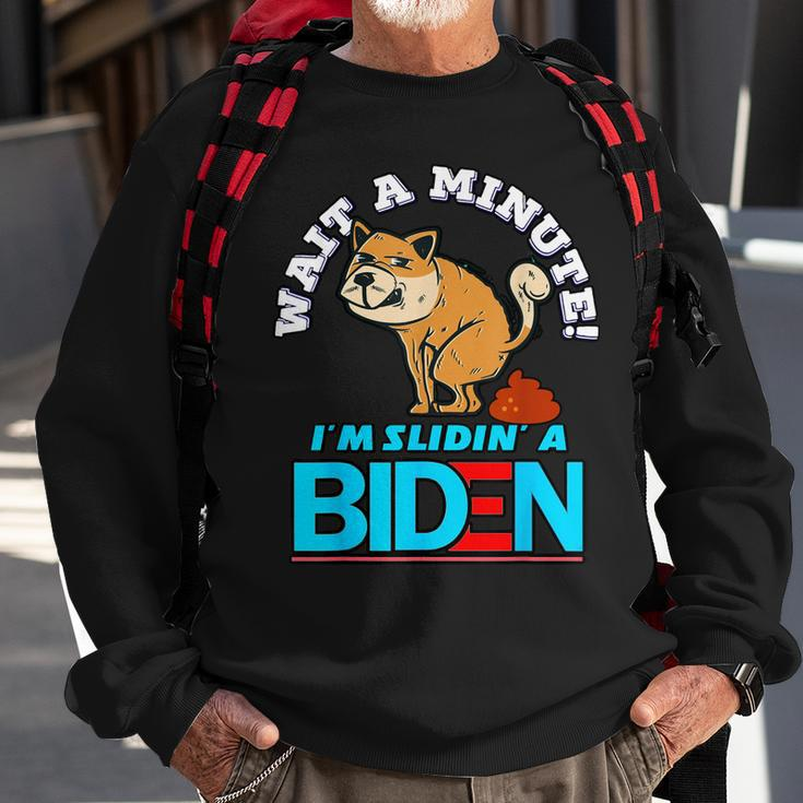 Slidin Biden Funny Dog Trump Political Sarcasm Sweatshirt Gifts for Old Men
