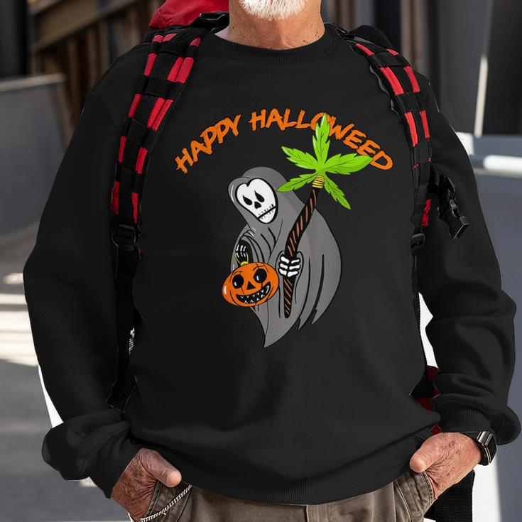 Smoking Weed Clothes Happy Hallowed Quote For 420 Supporter Sweatshirt Gifts for Old Men