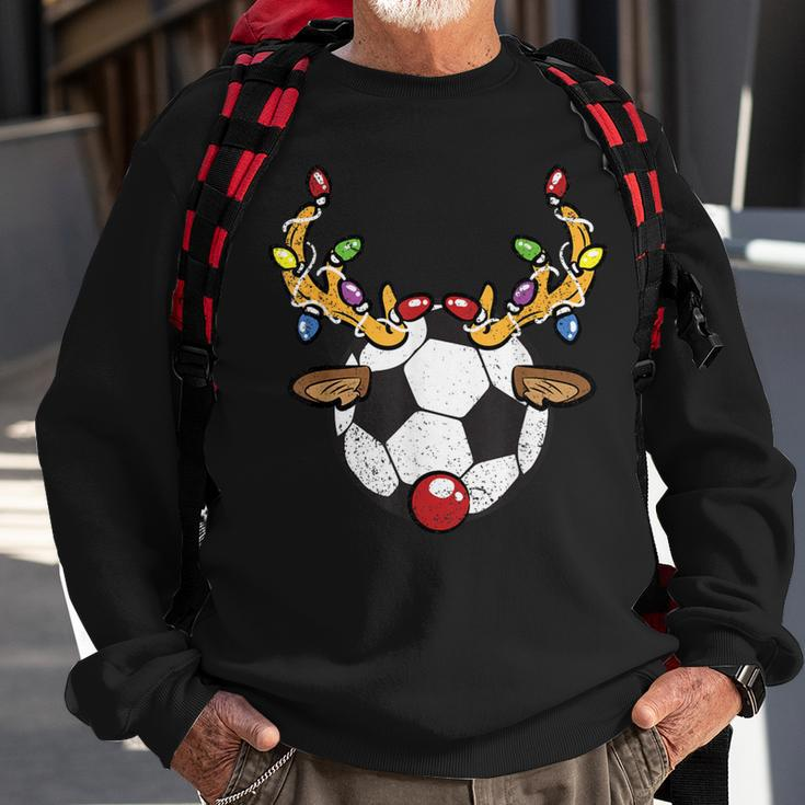 Soccer Ball Reindeer Christmas Pajama X-Mas Lights Sport Sweatshirt Gifts for Old Men