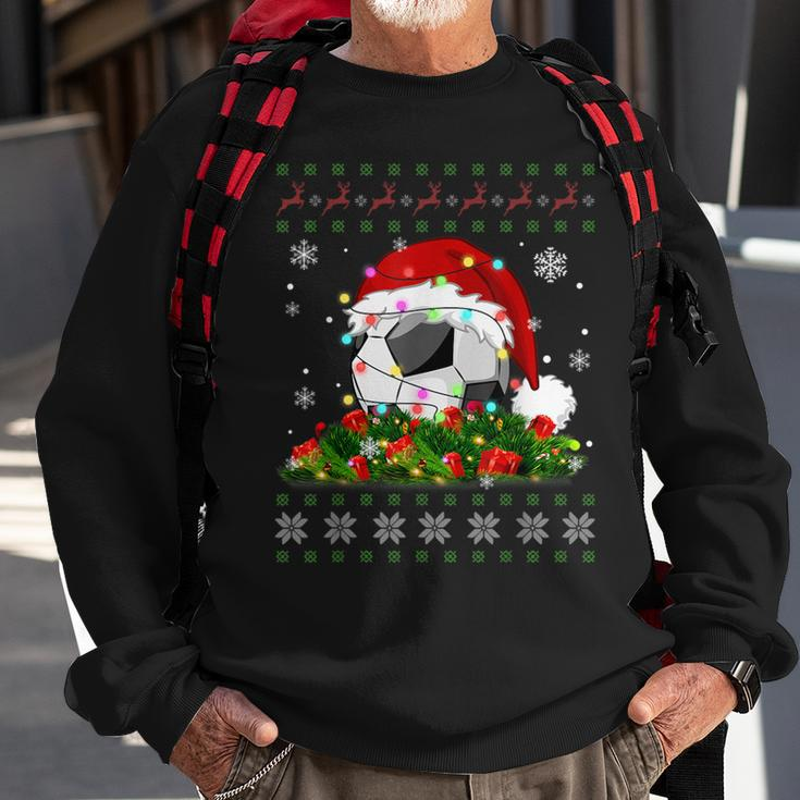 Soccer Ugly Sweater Christmas Pajama Lights Sport Lover Sweatshirt Gifts for Old Men