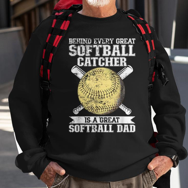 Softball Catcher Dad Pitcher Fastpitch Coach Fathers Day Sweatshirt Gifts for Old Men