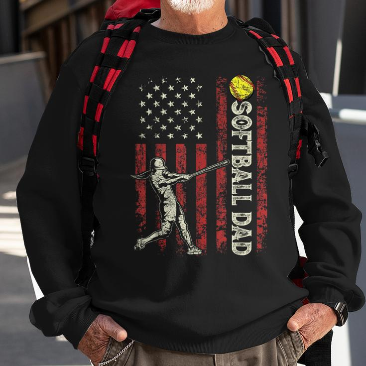 Softball Dad Us Flag Gifts For Dad Men Patriotic Fathers Day Gift For Mens Sweatshirt Gifts for Old Men