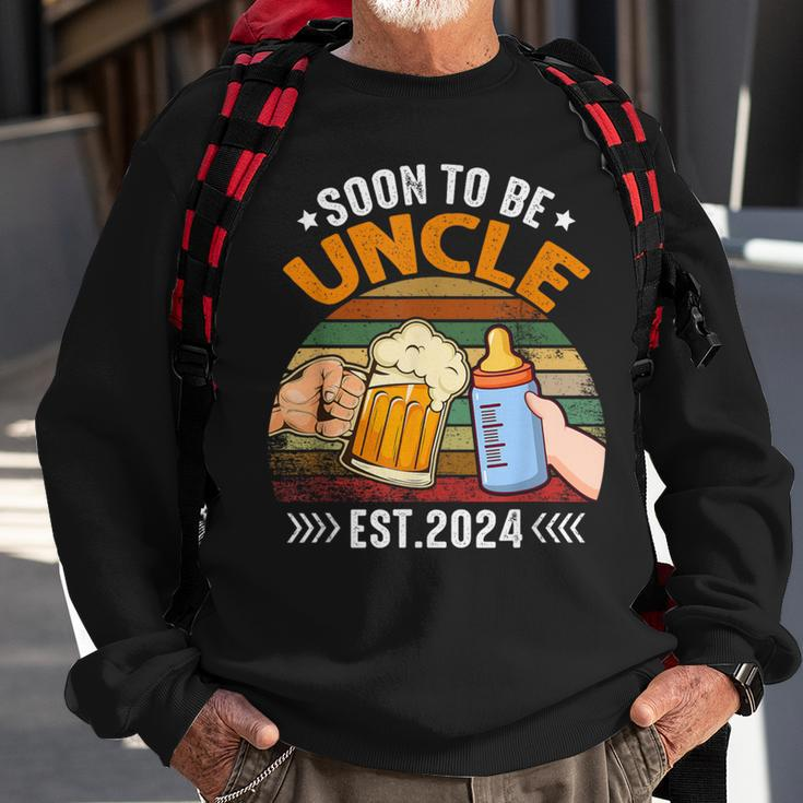 Soon To Be Uncle Again 2024 Pregnancy Announcement Dad Sweatshirt Gifts for Old Men