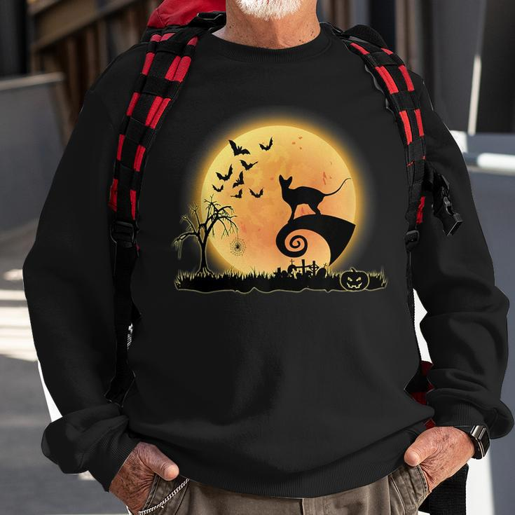 Sphynx Cat Scary And Moon Funny Kitty Halloween Costume Sweatshirt Gifts for Old Men