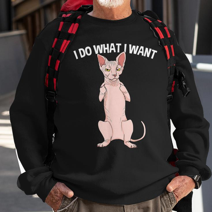 Sphynx Cat Showing Middle Finger I Do What I Want Sweatshirt Gifts for Old Men
