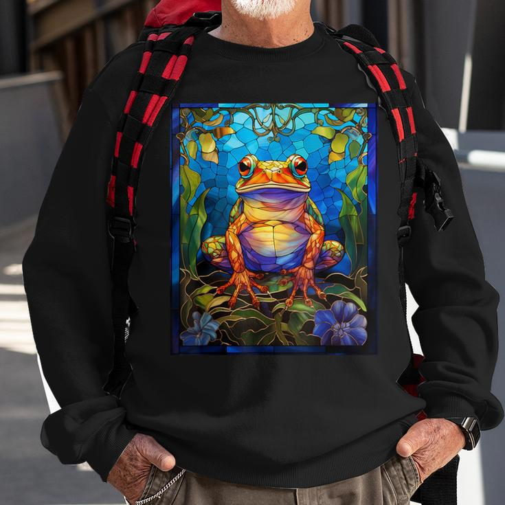 Stained Glass Style African Bullfrog Sweatshirt Gifts for Old Men