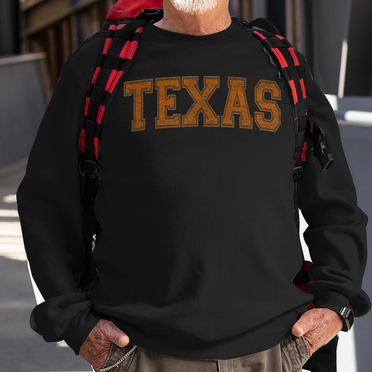 State Of Texas Pride Varsity Style Distressed Sweatshirt Gifts for Old Men