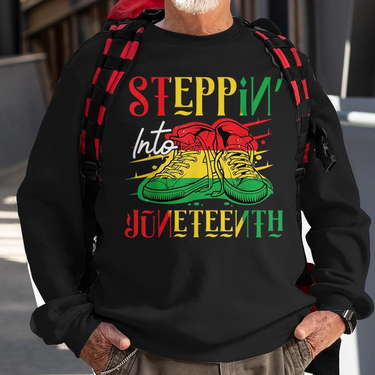 Stepping Into Junenth Like My Ancestors Youth Shoes Sweatshirt Gifts for Old Men
