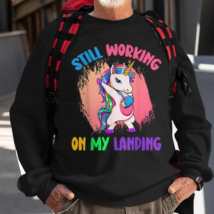 Still Working On My Landing Unicorn Mystical Unicorns Sweatshirt Gifts for Old Men