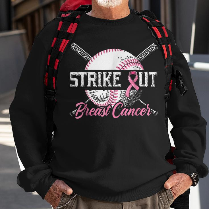 Strike Out Breast Cancer Baseball Breast Cancer Awareness Sweatshirt Gifts for Old Men
