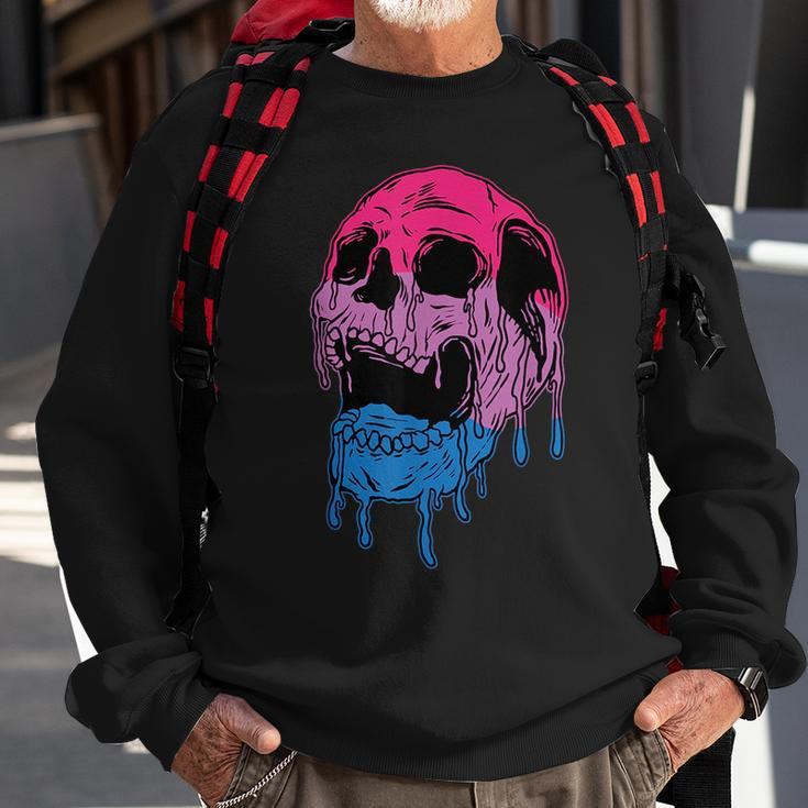 Subtle Bisexual Skull Bi Pride Flag Bisexuality Sweatshirt Gifts for Old Men