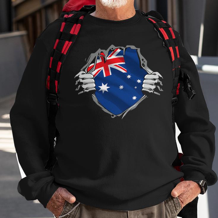 Superhero Australia Flag Aussie Hands Opening Shirt Chest Sweatshirt Gifts for Old Men