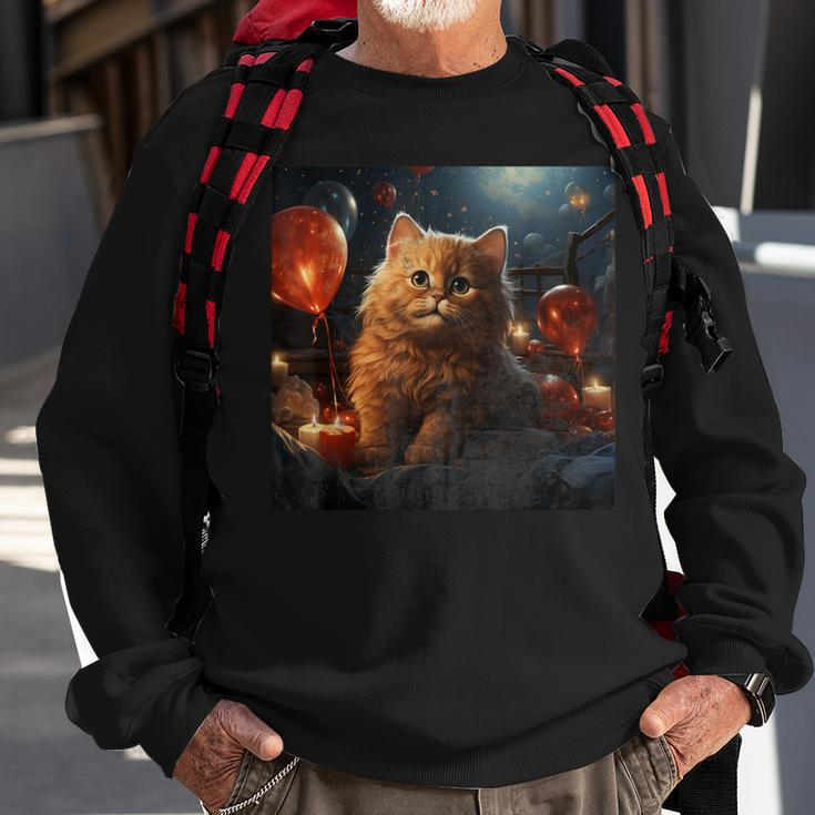 Suphalak Cat 4Th Of July Red Fireworks Star Pillow Graphic Sweatshirt Gifts for Old Men