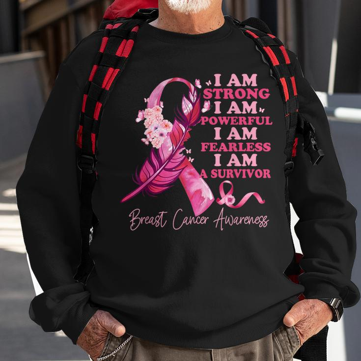 I Am A Survivor Breast Cancer Awareness Pink Ribbon Feathers Sweatshirt Gifts for Old Men