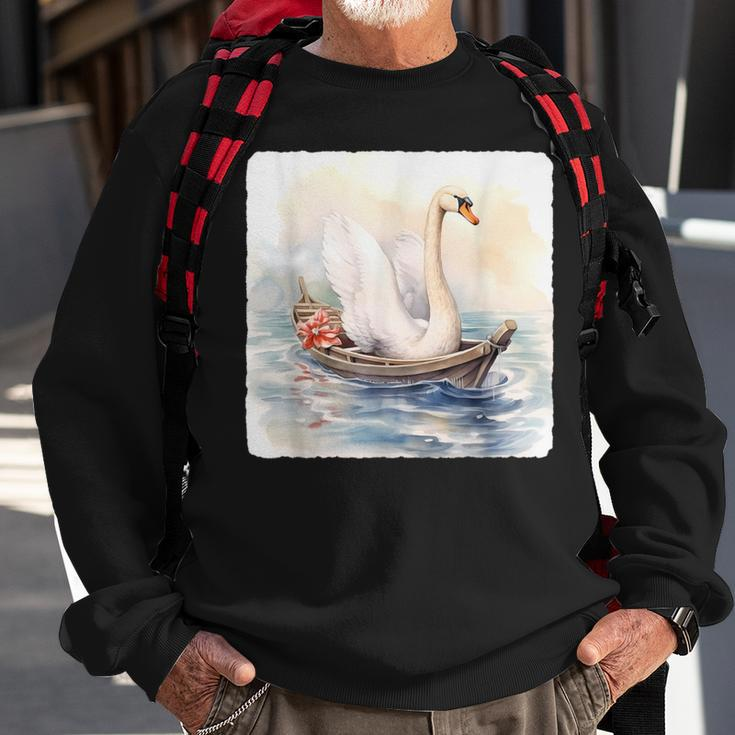 Swan Riding A Paddle Boat Concept Of Swan Using Paddle Boat Sweatshirt Gifts for Old Men