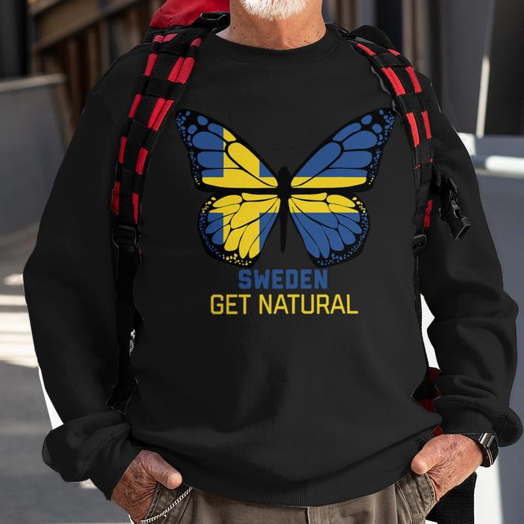 Sweden Buttlerfly Flag Sweatshirt Gifts for Old Men