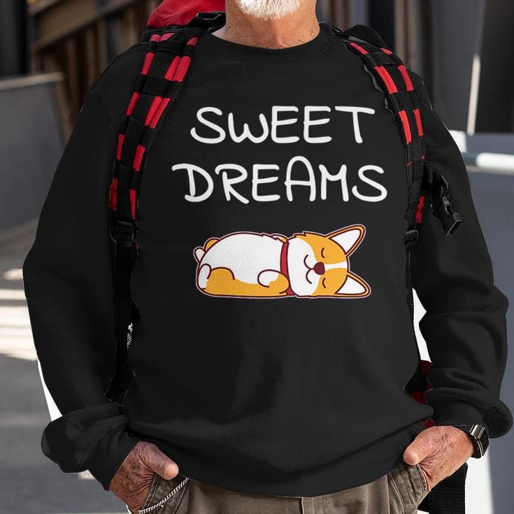 Sweet Dreams Sleeping Corgi Dog Quote Pajamas For Bedtime Sweatshirt Gifts for Old Men