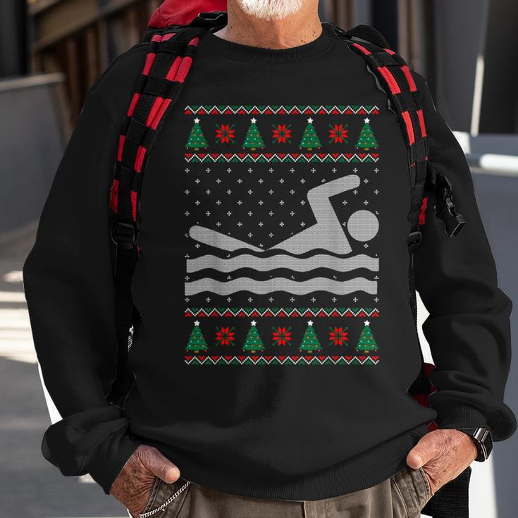 Swimming Ugly Christmas Sweater Sweatshirt Gifts for Old Men