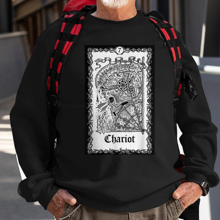 Tarot Card The Chariot Skull Goth Punk Magic Occult Tarot Sweatshirt Gifts for Old Men