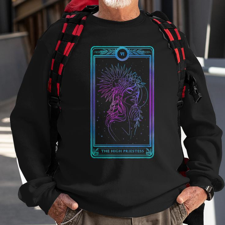 Tarot Card High Priestess Skull Bones Horror Goth Occult Tarot Sweatshirt Gifts for Old Men