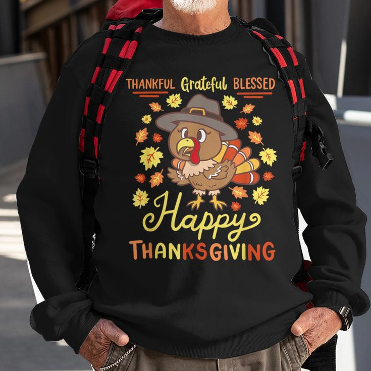Thankful Grateful Blessed Turkey Gobble Happy Thanksgiving Sweatshirt Gifts for Old Men
