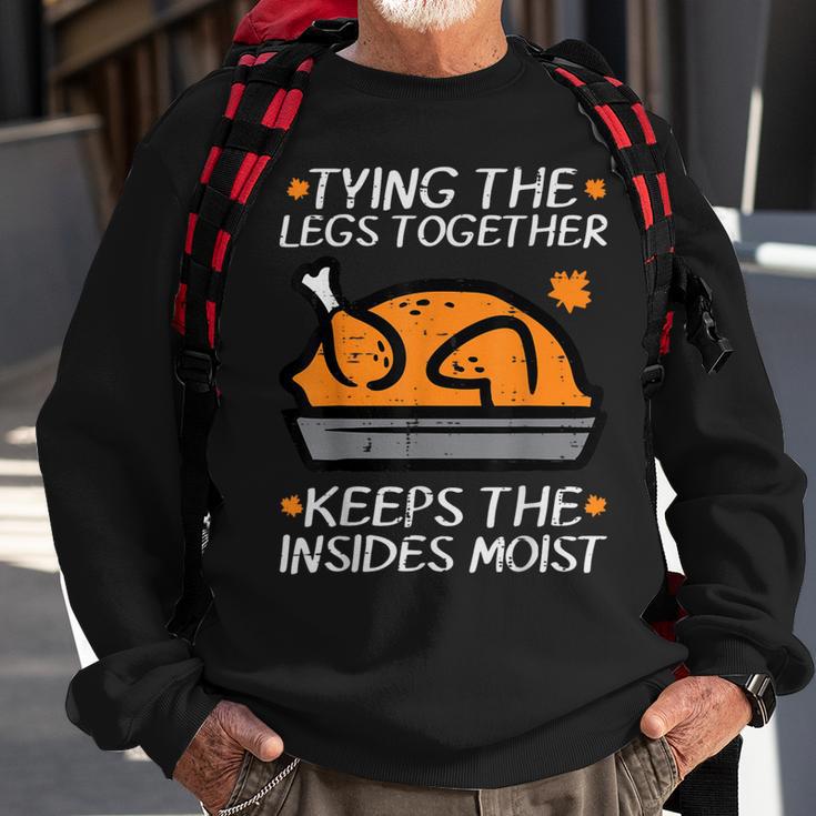 Thanksgiving Turkey Tying Legs Together Fall Women Sweatshirt Gifts for Old Men