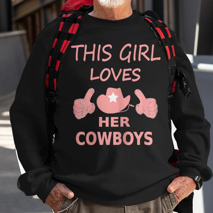 This Girl Loves Her Cowboys Cute Football Cowgirl Sweatshirt Gifts for Old Men