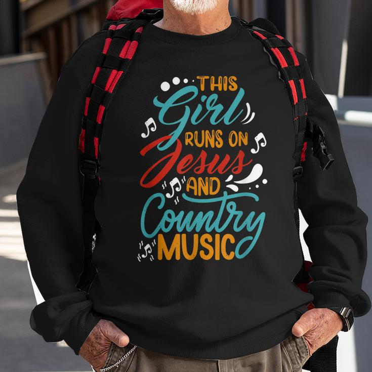 This Girl Runs On Jesus And Country Music Hat Cowgirl Guitar Sweatshirt Gifts for Old Men