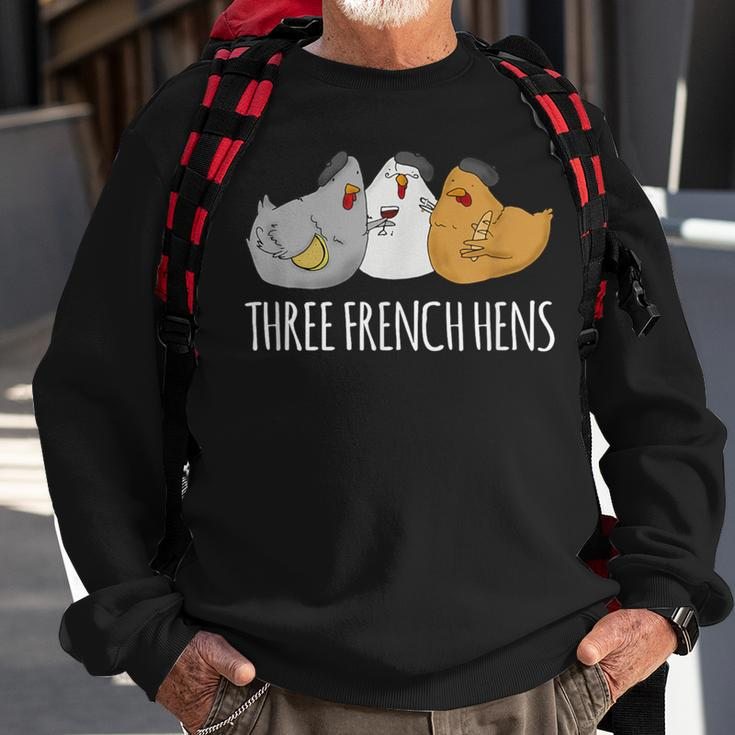 Three French Hens Cute Christmas Song Sweatshirt Gifts for Old Men