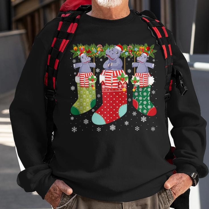 Three Hippo In Socks Ugly Christmas Sweater Party Sweatshirt Gifts for Old Men