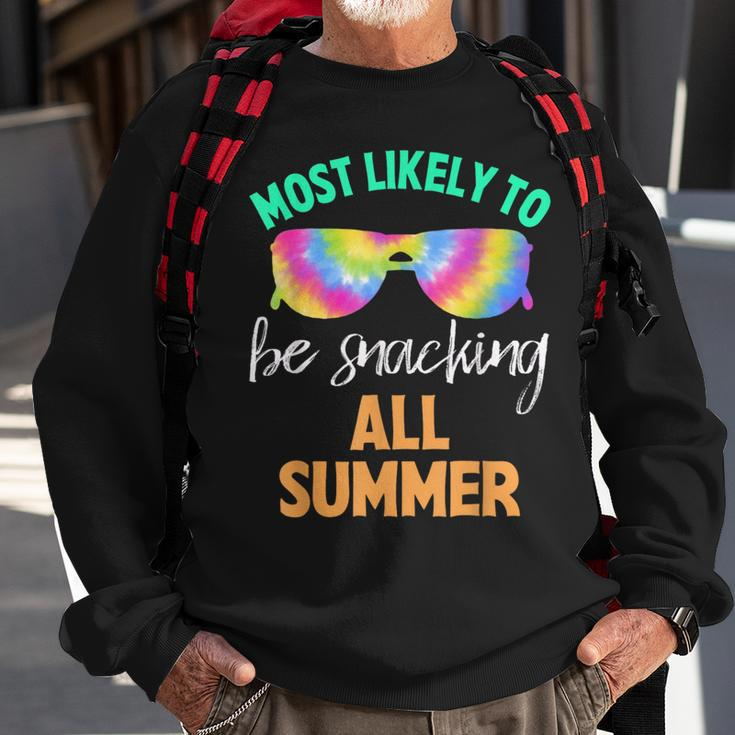 Tie Dye Most Likely To Be Snacking All Summer Sweatshirt Gifts for Old Men