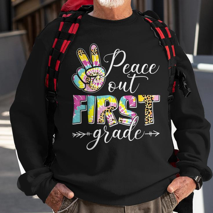 Tie Dye Peace Out 1St Grade Last Day Of School Leopard Sweatshirt Gifts for Old Men