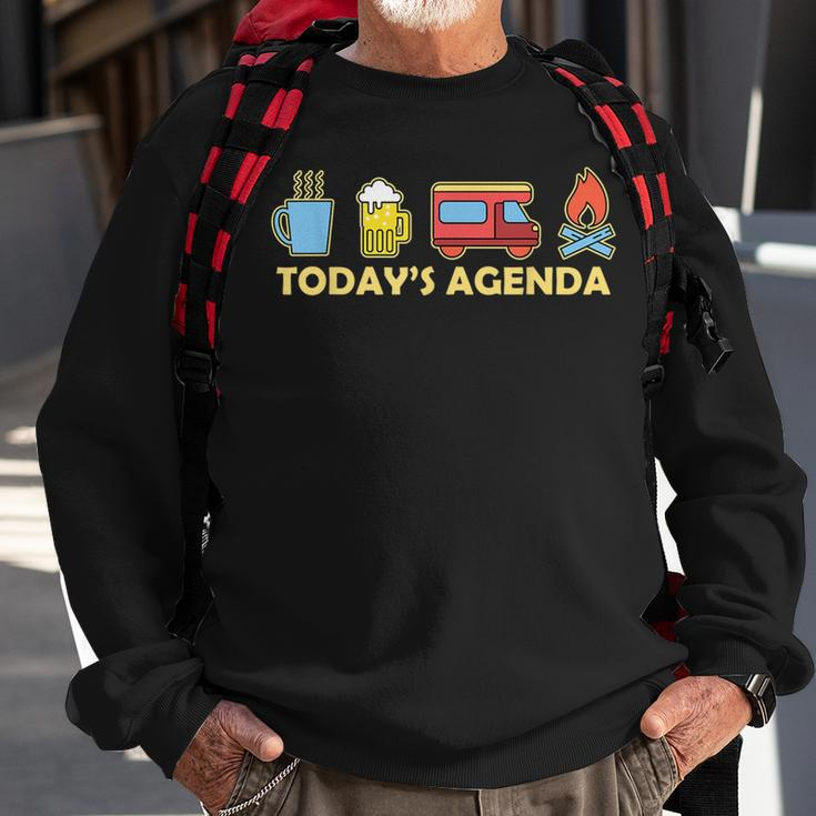 Today's Agenda Camping Lover Tent Bbq Travelling Picnicking Sweatshirt Gifts for Old Men