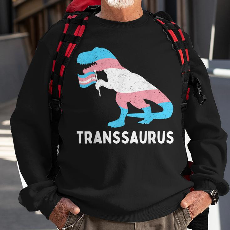 Trans Pride Flag Transgender Dino Transsaurus Rex Dinosaur Sweatshirt Gifts for Old Men