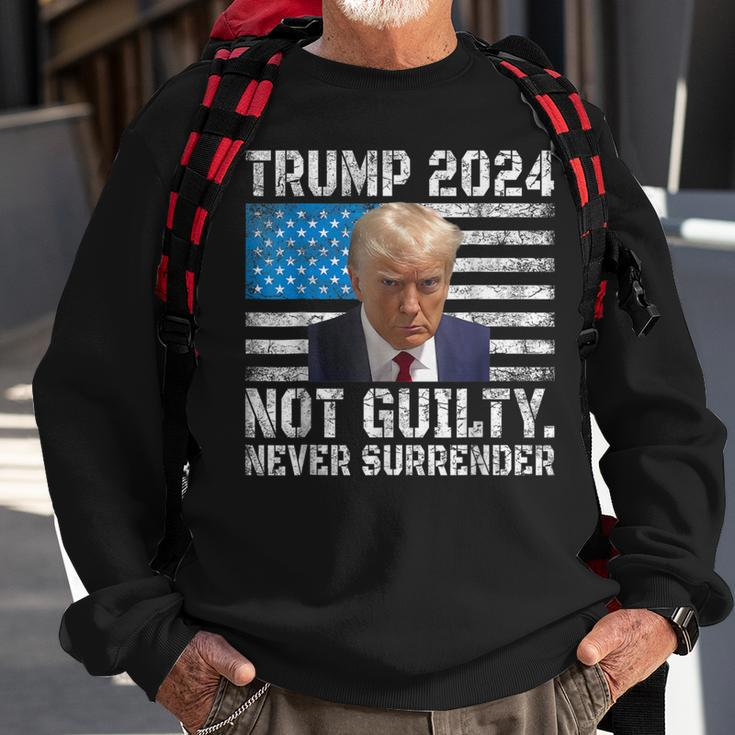 Trump 2024 Shot Never Surrender Us Flag Vintage Sweatshirt Gifts for Old Men