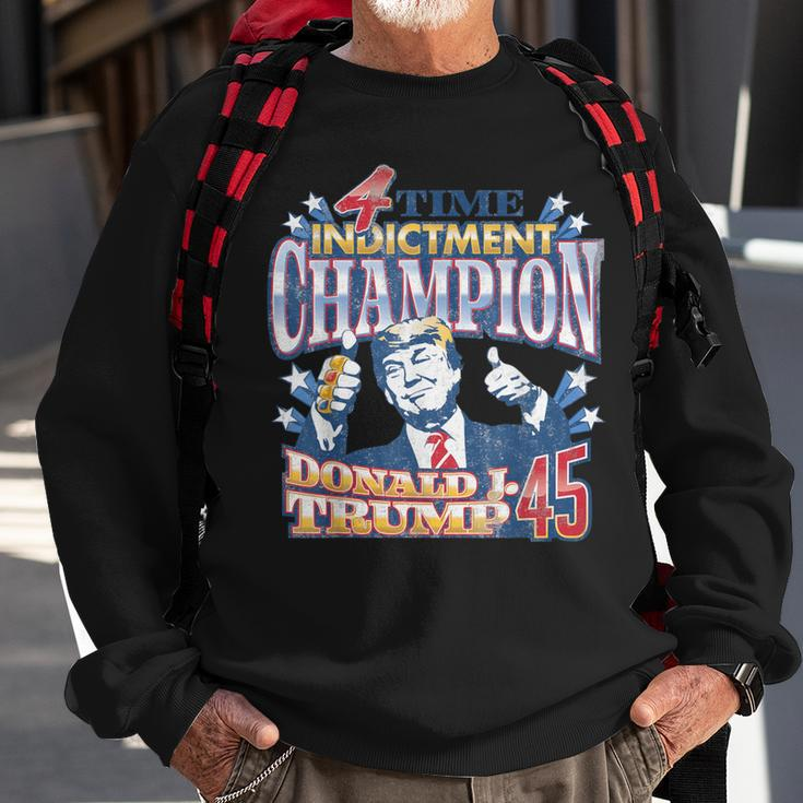Trump 4 Time Indictment Champion Champ Not Guilty 2024 Sweatshirt Gifts for Old Men