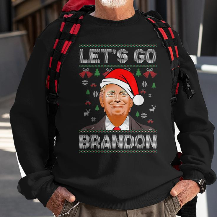 Trump Ugly Christmas Sweater Let's Go Bradon Meme Xmas Sweatshirt Gifts for Old Men