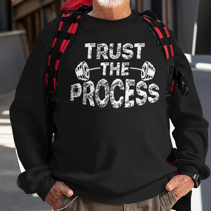 Trust The Process Motivational Quote Gym Workout Retro Sweatshirt Gifts for Old Men
