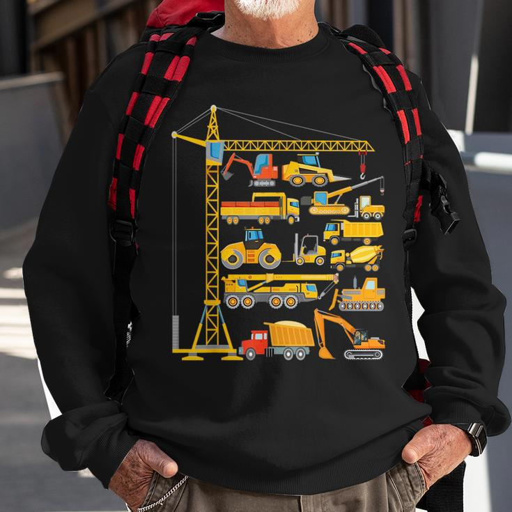 Types Of Construction Excavator Bulldozer Truck Crane Sweatshirt Gifts for Old Men